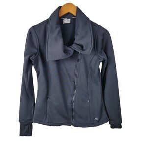 Head Moto Jacket Medium Stretch Thumbholes Active Athleisure Sweatshirt Black